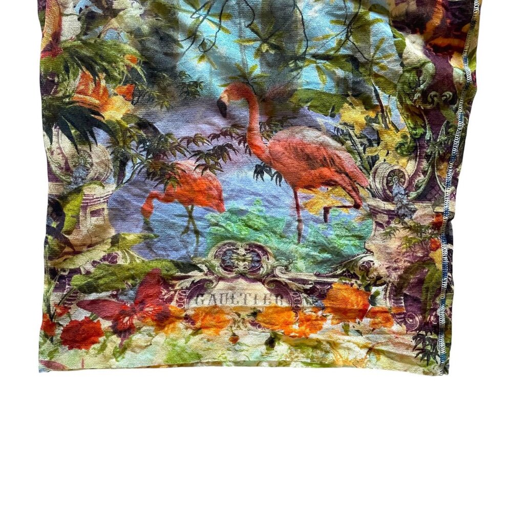 🌟RARE Jean Paul Gaultier Couture Unisex Soleil Mesh Tattoo Flamingo + Floral Top - Picture 8 of 9